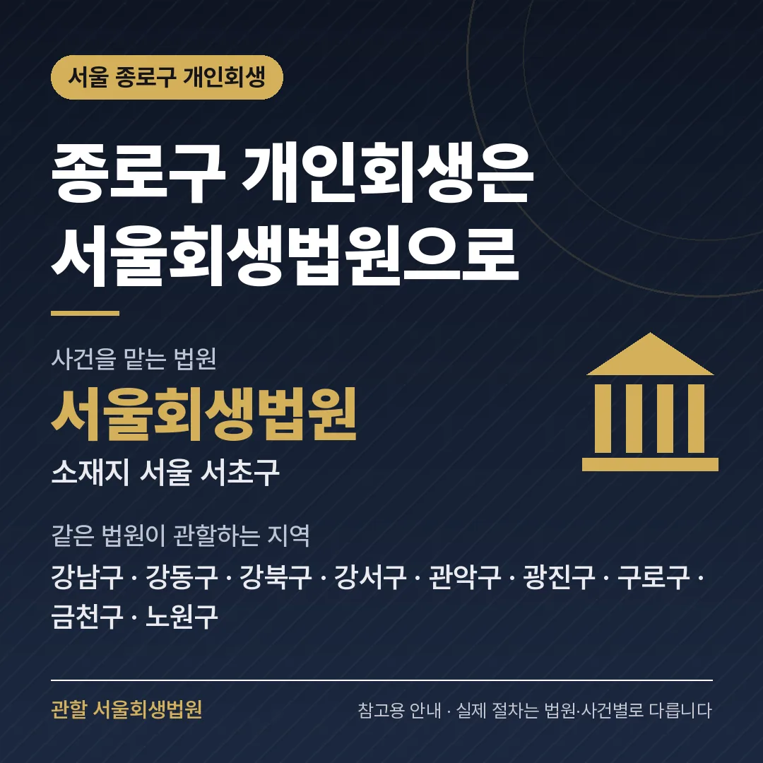 서울 종로구 개인회생 관할 법원 — 서울회생법원 서울 종로구 개인회생 관할 법원 — 서울회생법원