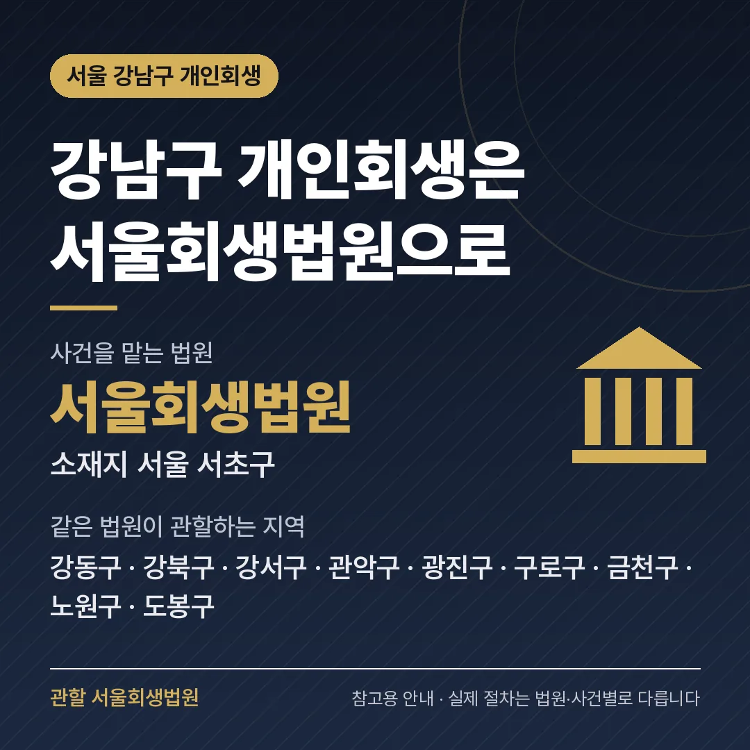 서울 강남구 개인회생 관할 법원 — 서울회생법원