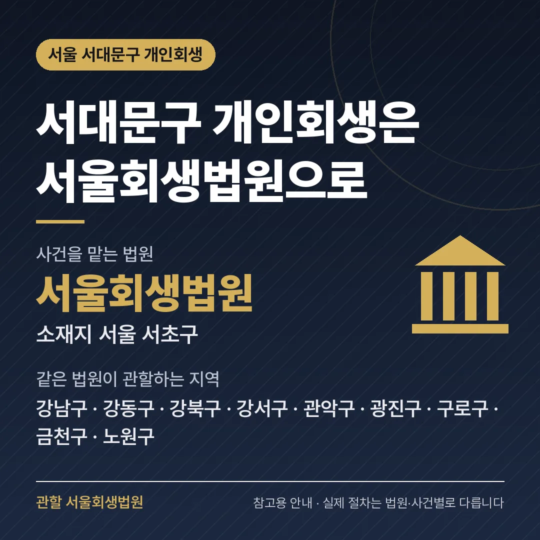 서울 서대문구 개인회생 관할 법원 — 서울회생법원
